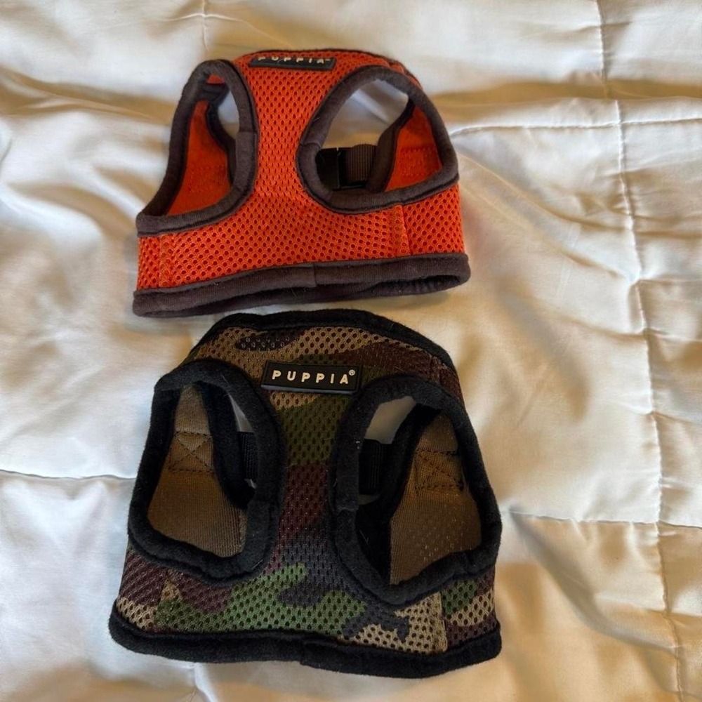 Puppia Soft Harnesses Orange and black camo Size S